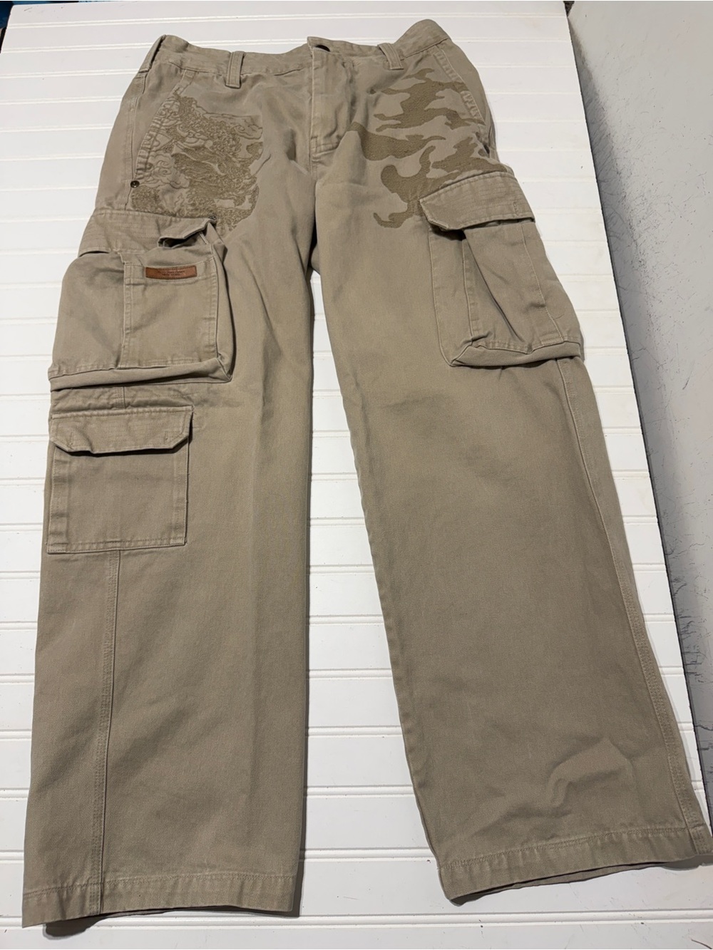 Vintage Marc Ecko Unltd A Cut Above Cargo Pants 33" Y2K Dragon Embroidery - Picture 2 of 13